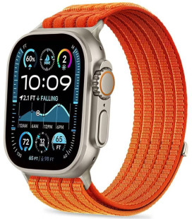 Oranžinė apyrankė Apple Watch 8 / 9 / 10 / 11 / SE / Ultra (44 / 45 / 46 / 49 mm) laikrodžiui "Tech-Protect Nylon Sport"