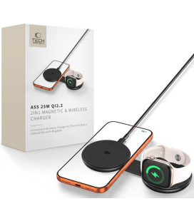 Juodas belaidis 25W Qi2.2 pakrovėjas "Tech-Protect A55 2in1 Magnetic Magsafe"