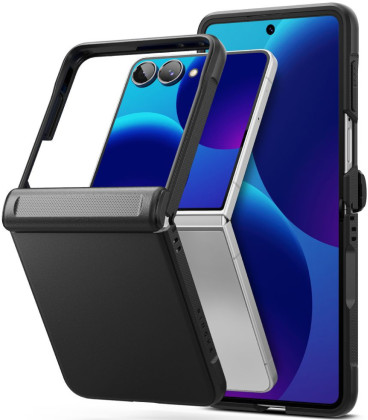 Juodas dėklas Samsung Galaxy Z Flip 8 telefonui "Ringke Onyx Flap"