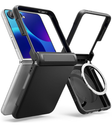 Juodas dėklas Samsung Galaxy Z Flip 8 telefonui "Ringke Onyx Flap Magsafe"