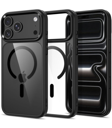 Juodas / skaidrus dėklas Apple iPhone 17 Pro Max / 18 Pro Max telefonui "Tech-Protect Magmat Magsafe CC"