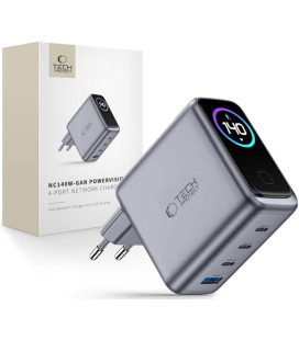 Pilkas 1xUSB-A + 3xUSB-C PD140W / QC3.0 pakrovėjas "Tech-Protect PowerVision NC140W-GaN 4-Port"