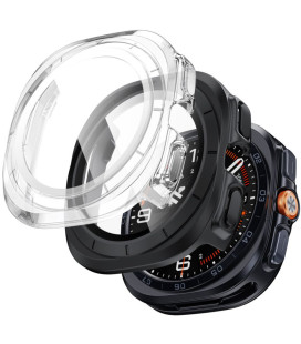 Matinis juodas ir skaidrus dėklai Samsung Galaxy Watch Ultra 2 2026 (47mm) laikrodžiui "Tech-Protect Defense 2-Pack"