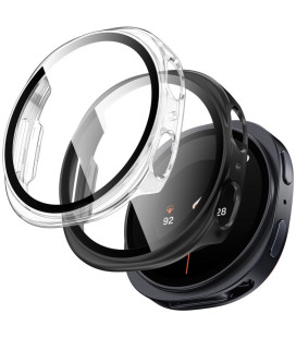Matinis juodas ir skaidrus dėklai Samsung Galaxy Watch 8 / 9 (40 mm) laikrodžiui "Tech-Protect Defense 2-Pack"