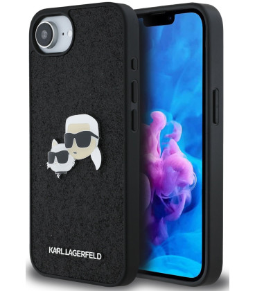 Juodas dėklas Apple iPhone 16e / 17e telefonui "Karl Lagerfeld Fixed Glitter Metal K&CH Case"