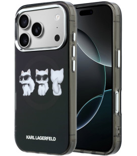 Juodas dėklas Apple iPhone 17 Pro Max telefonui "Karl Lagerfeld IML Choupette Trio Watercolor MagSafe Case"