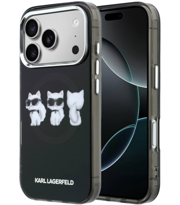 Juodas dėklas Apple iPhone 17 Pro Max telefonui "Karl Lagerfeld IML Choupette Trio Watercolor MagSafe Case"
