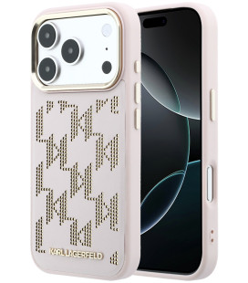 Rožinis dėklas Apple iPhone 17 Pro Max telefonui "Karl Lagerfeld PU Perforated Monogram MagSafe Case"