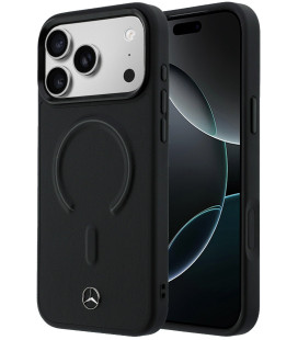Juodas dėklas Apple iPhone 17 Pro Max telefonui "Mercedes PU Leather 3D MagSafe Case"