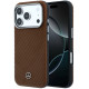 Rudas dėklas Apple iPhone 17 Pro Max telefonui "Mercedes PU Leather Wood Semi Wrap MagSafe Case"