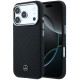 Juodas dėklas Apple iPhone 17 Pro Max telefonui "Mercedes PU Leather Wood Semi Wrap MagSafe Case"