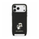 Juodas dėklas Apple iPhone 18 Pro Max telefonui "Karl Lagerfeld Saffiano Crossbody Strap Karl and Choupette Case"