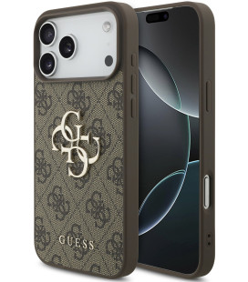 Rudas dėklas Apple iPhone 18 Pro Max telefonui "Guess PU 4G Metal Logo Case"