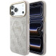 Rožinis dėklas Apple iPhone 18 Pro Max telefonui "Guess PU Leather 4G Gold Frame Embossed MagSafe Case"