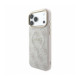 Rožinis dėklas Apple iPhone 18 Pro Max telefonui "Guess PU Leather 4G Gold Frame Embossed MagSafe Case"