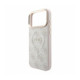 Rožinis dėklas Apple iPhone 18 Pro Max telefonui "Guess PU Leather 4G Gold Frame Embossed MagSafe Case"