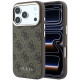 Rudas dėklas Apple iPhone 18 Pro Max telefonui "Guess PU Leather 4G Gold Frame MagSafe Case"