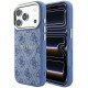 Mėlynas dėklas Apple iPhone 18 Pro Max telefonui "Guess PU Leather 4G Gold Frame Embossed MagSafe Case"