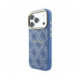 Mėlynas dėklas Apple iPhone 18 Pro Max telefonui "Guess PU Leather 4G Gold Frame Embossed MagSafe Case"