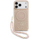 Rožinis dėklas Apple iPhone 18 Pro Max telefonui "Guess IML Flowers Allover Strap MagSafe Case"