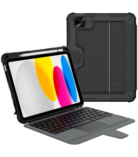 Juodas atverčiamas dėklas Apple iPad 10.9 2022 / 11 2025 planšetei "Nillkin Bumper Combo Keyboard Case"