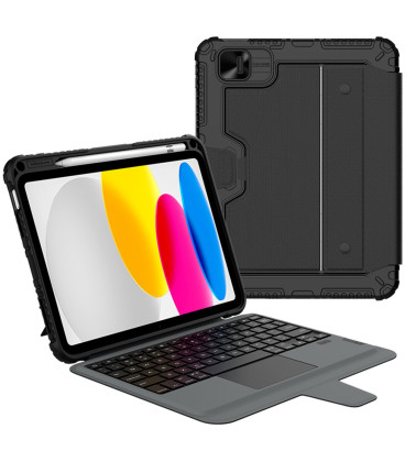 Juodas atverčiamas dėklas Apple iPad 10.9 2022 / 11 2025 planšetei "Nillkin Bumper Combo Keyboard Case"