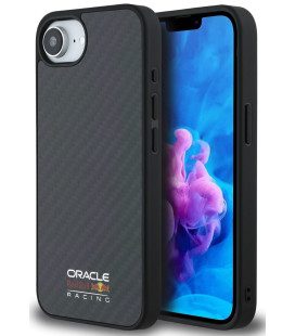 Juodas dėklas Apple iPhone 16e / 17e telefonui "Red Bull Carbon Shiny Logo MagSafe Case"