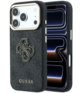 Juodas dėklas Apple iPhone 18 Pro Max telefonui "Guess PU 4G Resin Metal Logo Case"