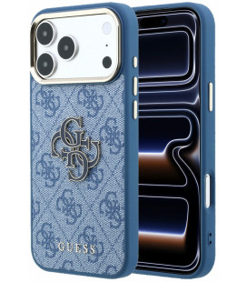 Mėlynas dėklas Apple iPhone 18 Pro Max telefonui "Guess PU 4G Resin Metal Logo Case"