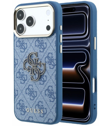 Mėlynas dėklas Apple iPhone 18 Pro Max telefonui "Guess PU 4G Resin Metal Logo Case"