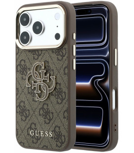 Rudas dėklas Apple iPhone 18 Pro Max telefonui "Guess PU 4G Resin Metal Logo Case"