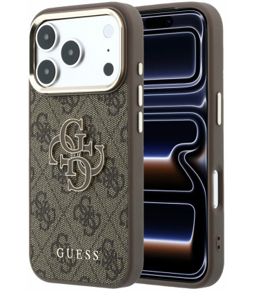 Rudas dėklas Apple iPhone 18 Pro Max telefonui "Guess PU 4G Resin Metal Logo Case"
