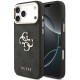 Juodas dėklas Apple iPhone 18 Pro Max telefonui "Guess PU Leather 4G Metal Logo Gold Frame Case"