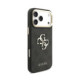 Juodas dėklas Apple iPhone 18 Pro Max telefonui "Guess PU Leather 4G Metal Logo Gold Frame Case"