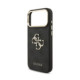 Juodas dėklas Apple iPhone 18 Pro Max telefonui "Guess PU Leather 4G Metal Logo Gold Frame Case"