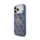 Mėlynas dėklas Apple iPhone 18 Pro Max telefonui "Guess PU Leather 4G Metal Logo Gold Frame Case"