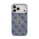Mėlynas dėklas Apple iPhone 18 Pro Max telefonui "Guess PU Leather 4G Metal Logo Gold Frame Case"