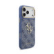 Mėlynas dėklas Apple iPhone 18 Pro Max telefonui "Guess PU Leather 4G Metal Logo Gold Frame Case"