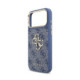 Mėlynas dėklas Apple iPhone 18 Pro Max telefonui "Guess PU Leather 4G Metal Logo Gold Frame Case"