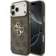 Rudas dėklas Apple iPhone 18 Pro Max telefonui "Guess PU Leather 4G Metal Logo Gold Frame Case"