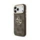 Rudas dėklas Apple iPhone 18 Pro Max telefonui "Guess PU Leather 4G Metal Logo Gold Frame Case"