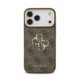 Rudas dėklas Apple iPhone 18 Pro Max telefonui "Guess PU Leather 4G Metal Logo Gold Frame Case"