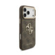 Rudas dėklas Apple iPhone 18 Pro Max telefonui "Guess PU Leather 4G Metal Logo Gold Frame Case"