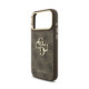 Rudas dėklas Apple iPhone 18 Pro Max telefonui "Guess PU Leather 4G Metal Logo Gold Frame Case"
