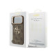 Rudas dėklas Apple iPhone 18 Pro Max telefonui "Guess PU Leather 4G Metal Logo Gold Frame Case"