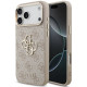 Rožinis dėklas Apple iPhone 18 Pro Max telefonui "Guess PU Leather 4G Metal Logo Gold Frame Case"