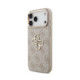 Rožinis dėklas Apple iPhone 18 Pro Max telefonui "Guess PU Leather 4G Metal Logo Gold Frame Case"