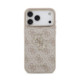 Rožinis dėklas Apple iPhone 18 Pro Max telefonui "Guess PU Leather 4G Metal Logo Gold Frame Case"