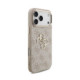 Rožinis dėklas Apple iPhone 18 Pro Max telefonui "Guess PU Leather 4G Metal Logo Gold Frame Case"