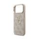 Rožinis dėklas Apple iPhone 18 Pro Max telefonui "Guess PU Leather 4G Metal Logo Gold Frame Case"